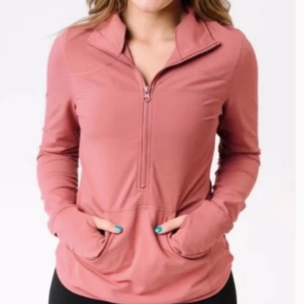 Zyia Salmon Pocket 1/2 Zip Pullover Activewear sz S